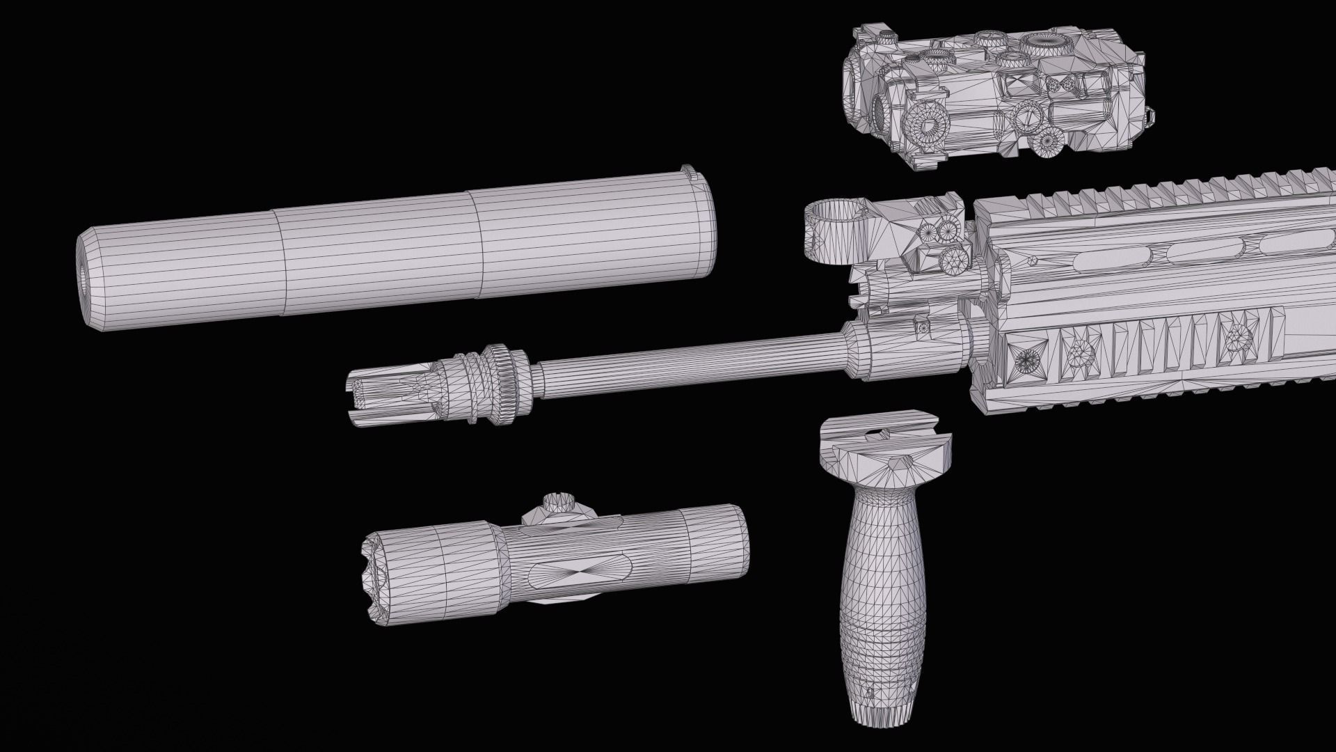 Tactical modular assault rifle FN SCAR-L mk 16 Low-poly 3D model_37