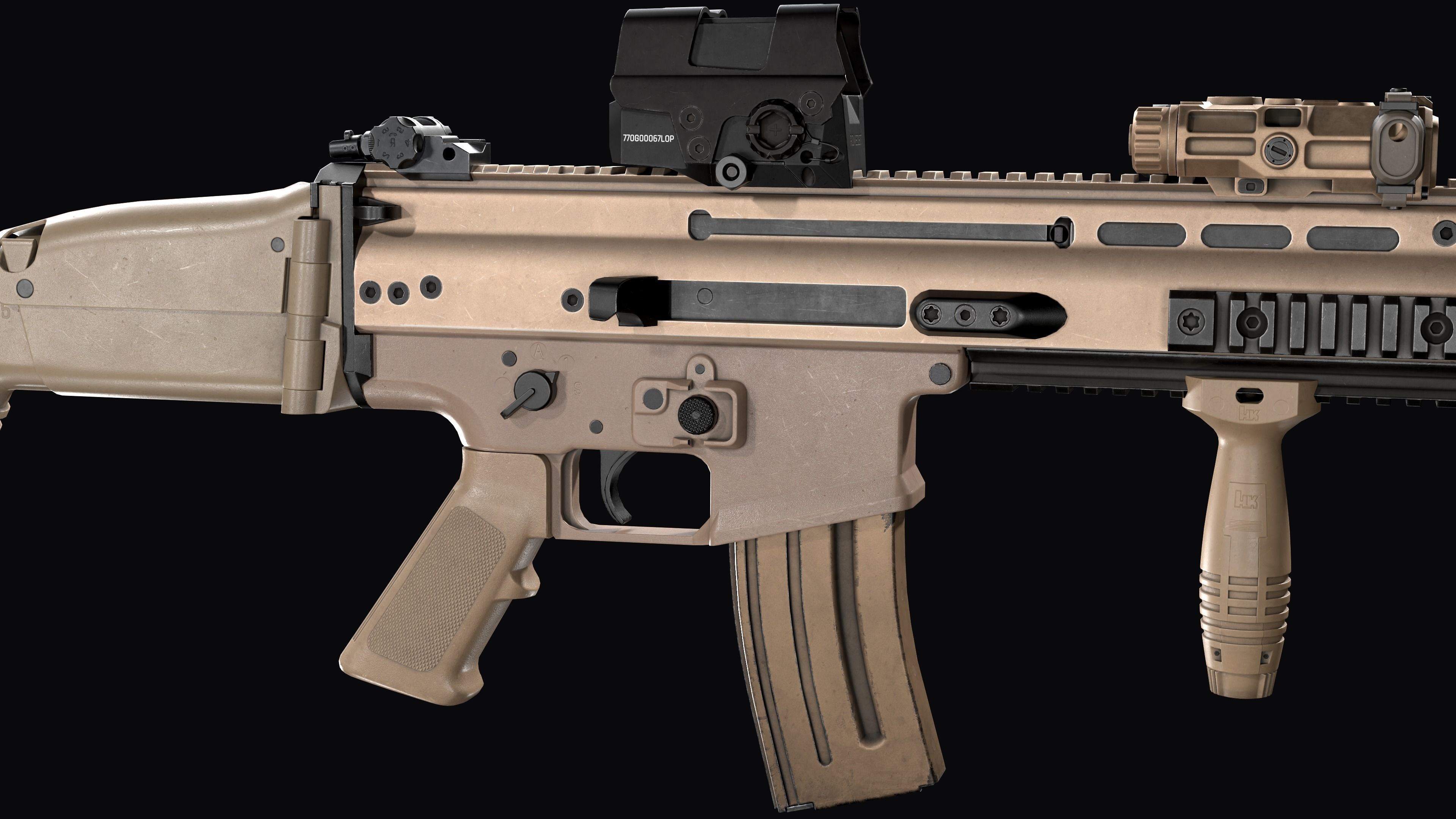 Tactical modular assault rifle FN SCAR-L mk 16 Low-poly 3D model_17