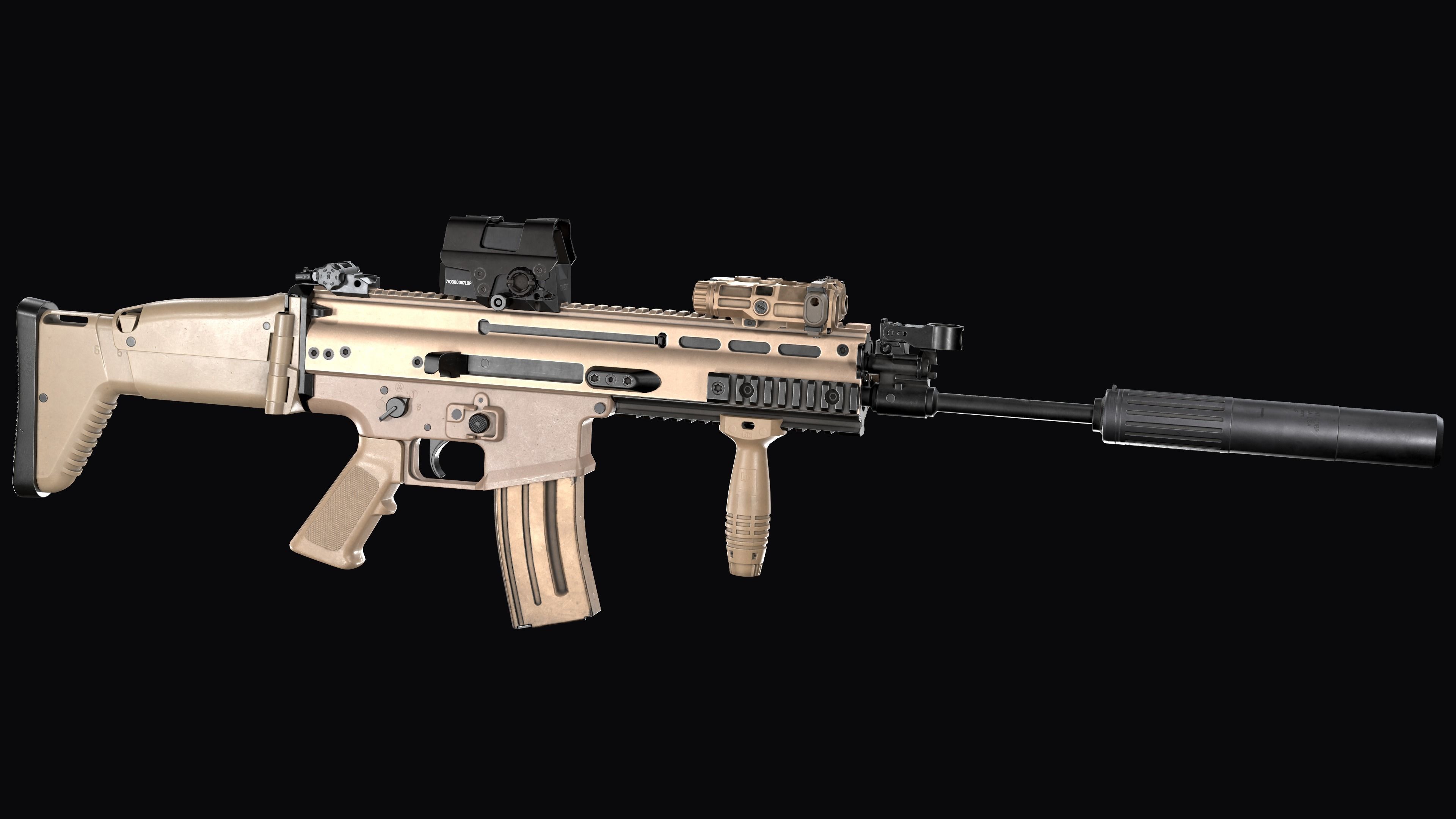 Tactical modular assault rifle FN SCAR-L mk 16 Low-poly 3D model_9
