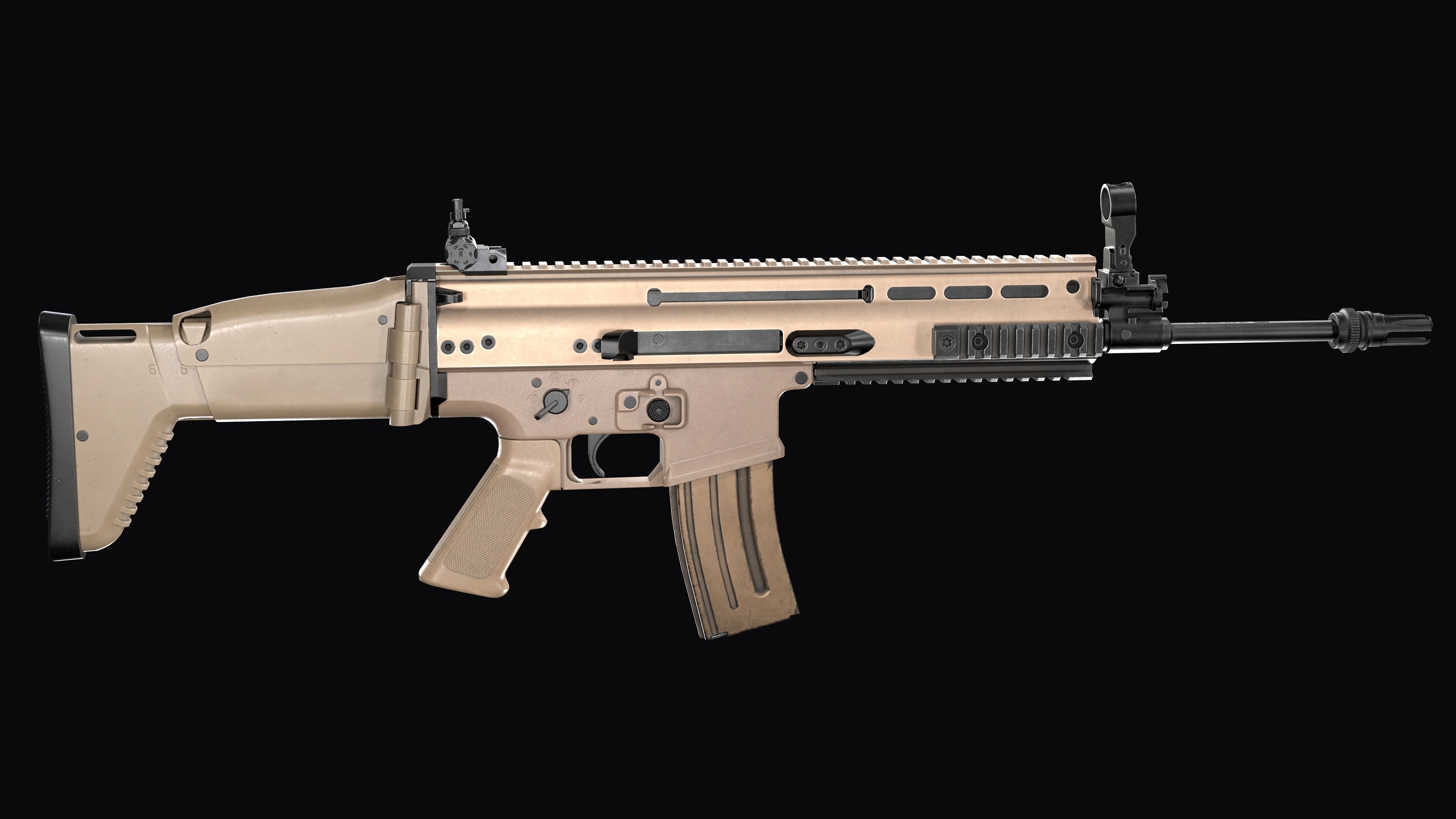 Tactical modular assault rifle FN SCAR-L mk 16 Low-poly 3D model_14