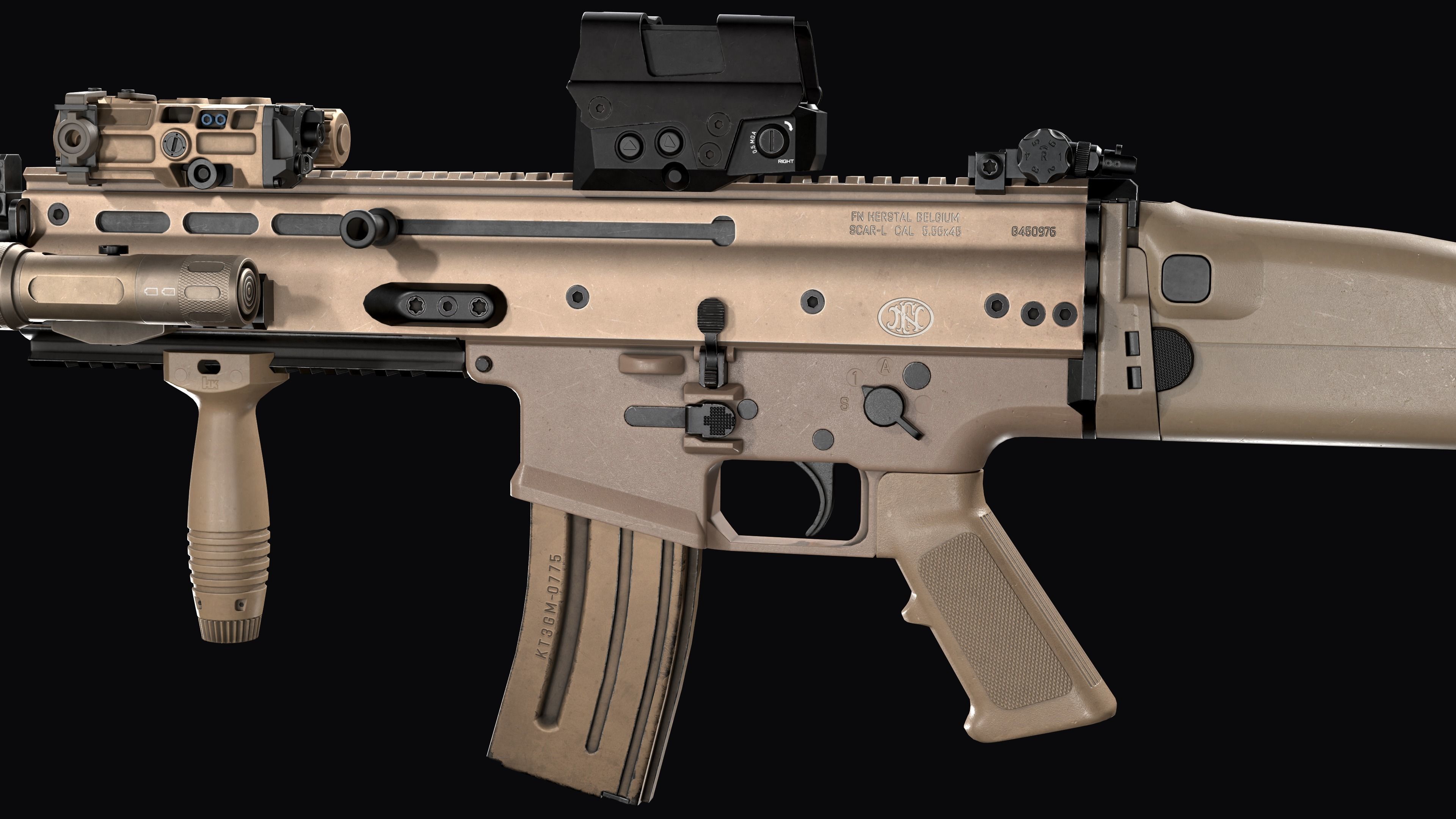 Tactical modular assault rifle FN SCAR-L mk 16 Low-poly 3D model_15