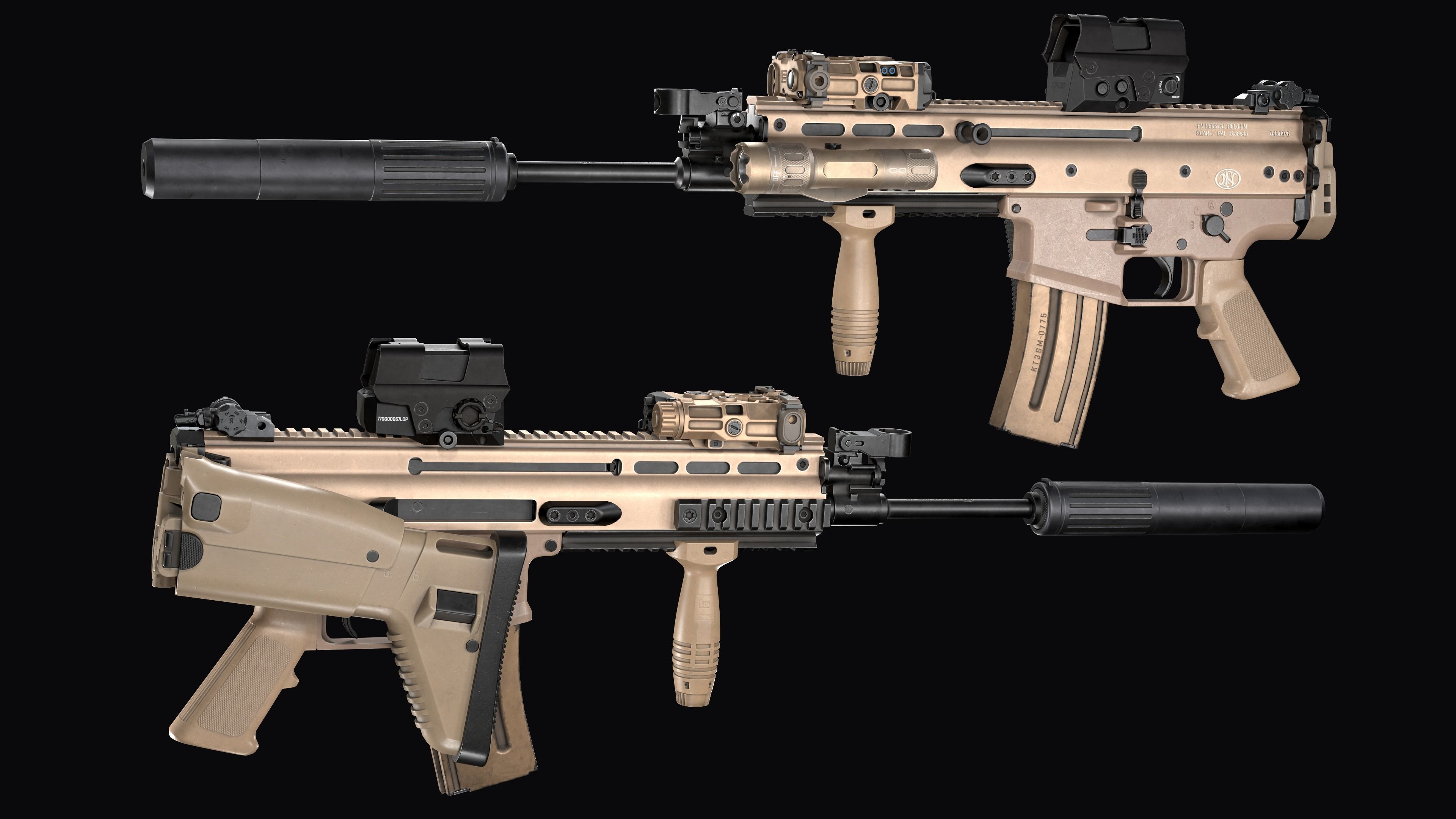 Tactical modular assault rifle FN SCAR-L mk 16 Low-poly 3D model_26
