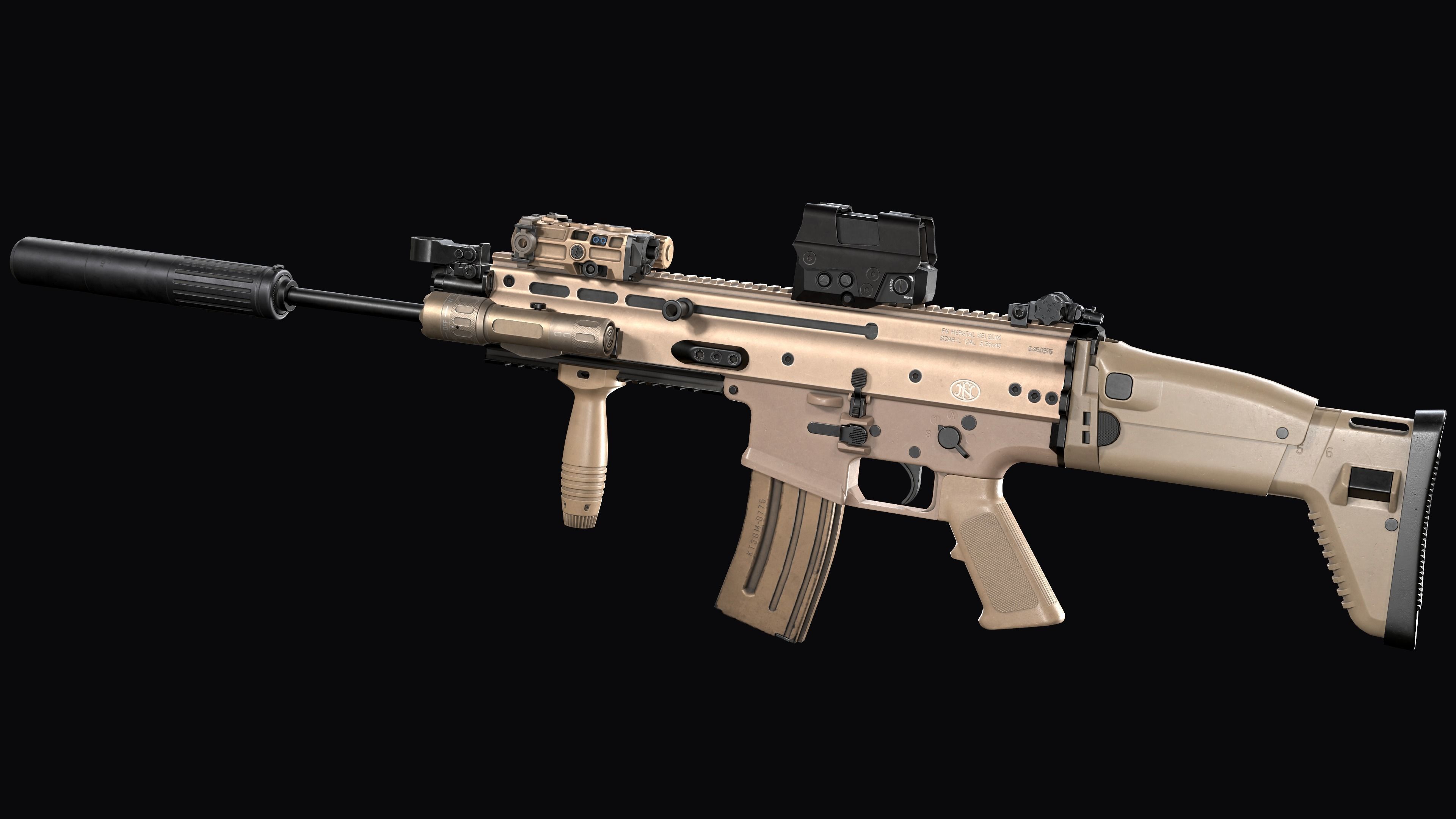 Tactical modular assault rifle FN SCAR-L mk 16 Low-poly 3D model_11