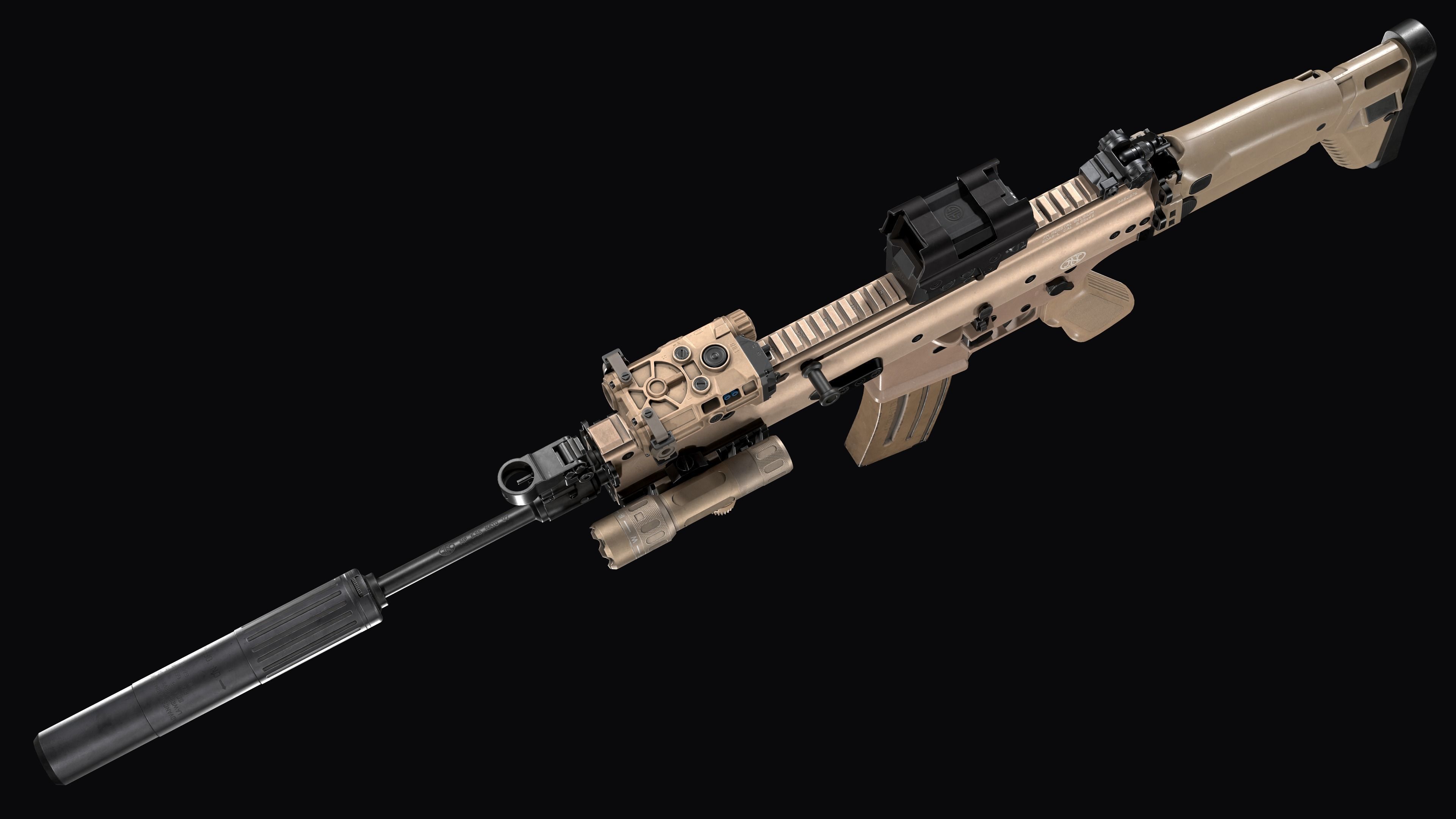 Tactical modular assault rifle FN SCAR-L mk 16 Low-poly 3D model_12