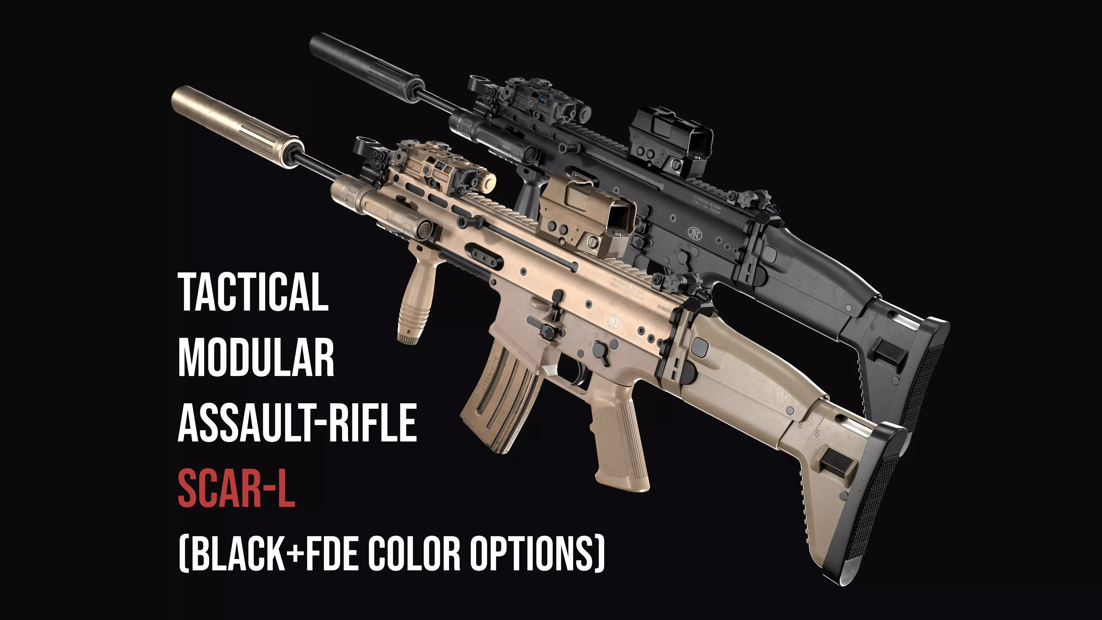 Tactical modular assault rifle FN SCAR-L mk 16 Low-poly 3D model_0