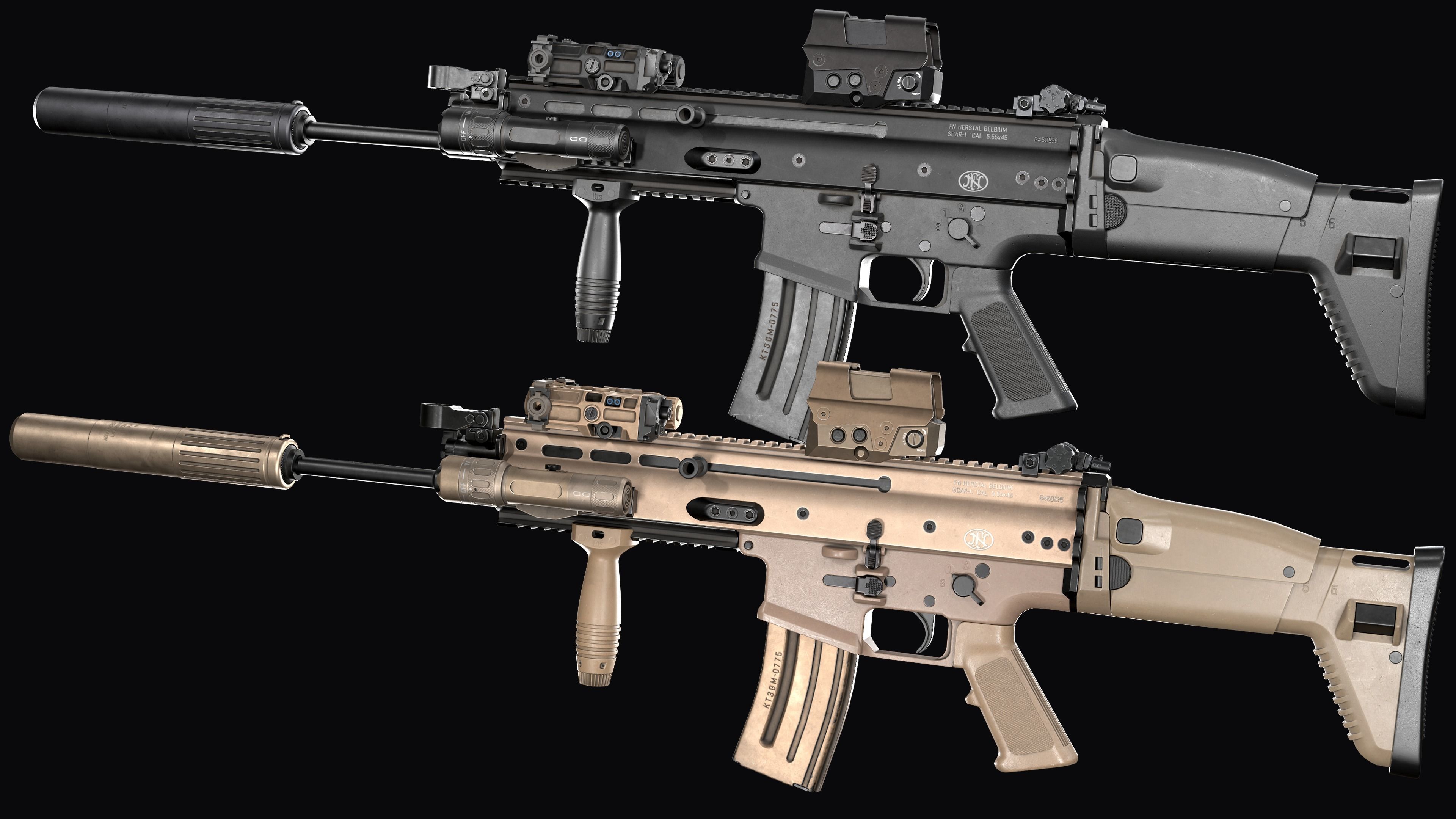 Tactical modular assault rifle FN SCAR-L mk 16 Low-poly 3D model_4