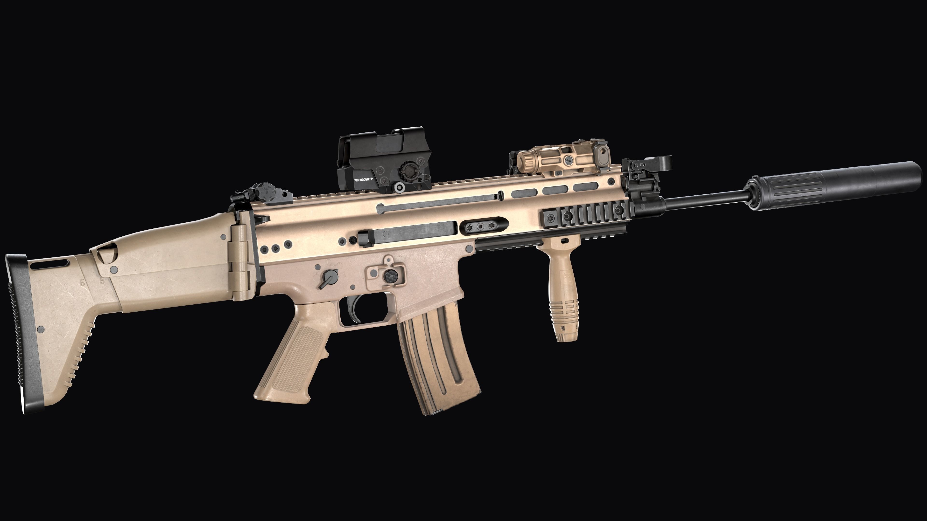 Tactical modular assault rifle FN SCAR-L mk 16 Low-poly 3D model_10