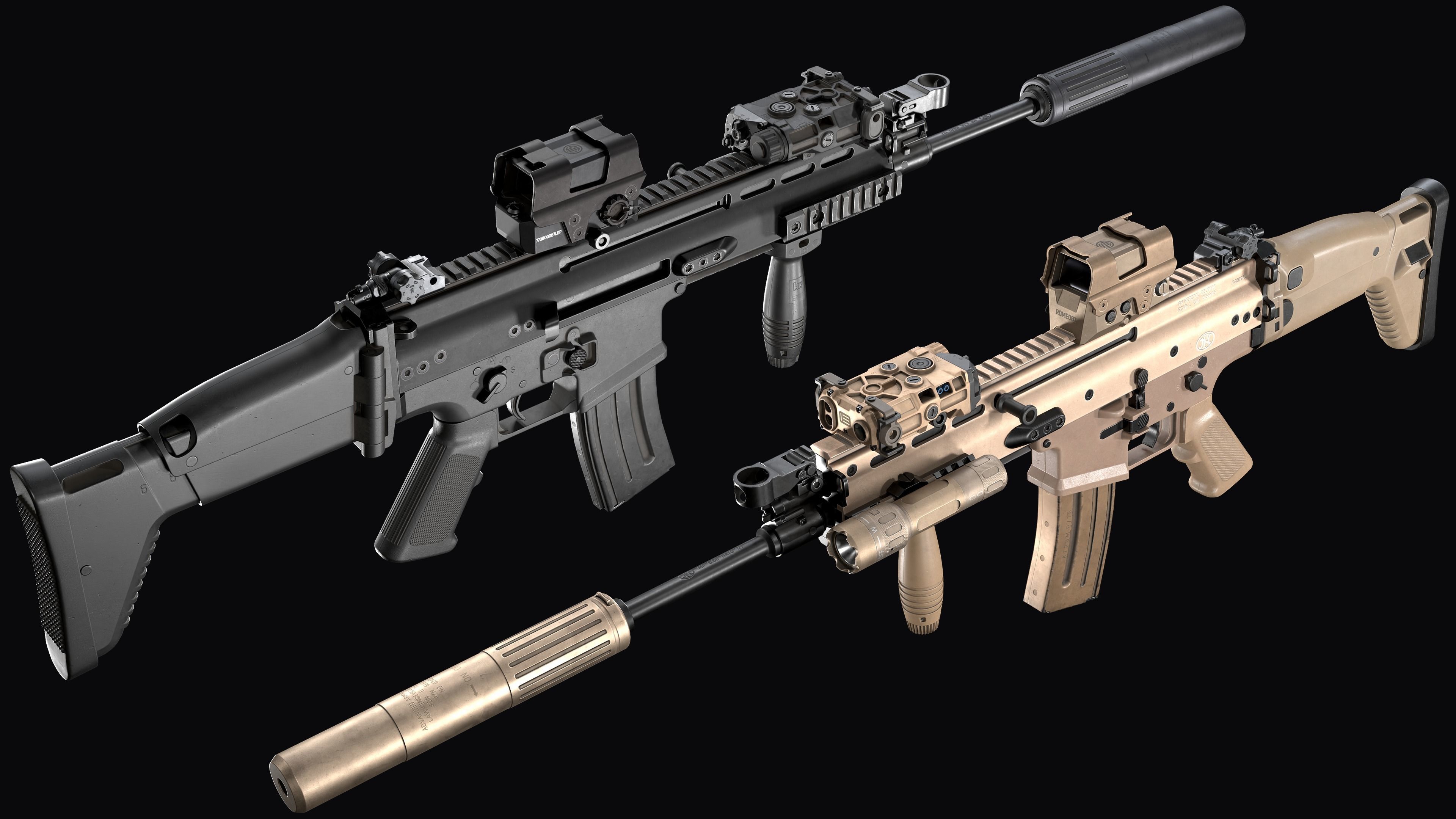 Tactical modular assault rifle FN SCAR-L mk 16 Low-poly 3D model_7