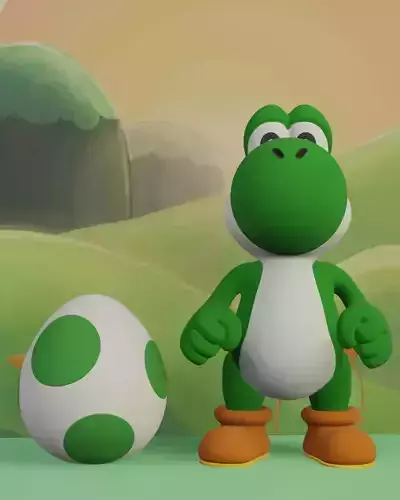 Yoshi and yoshis egg 3D print model Yoshi and yoshis egg 3D print model