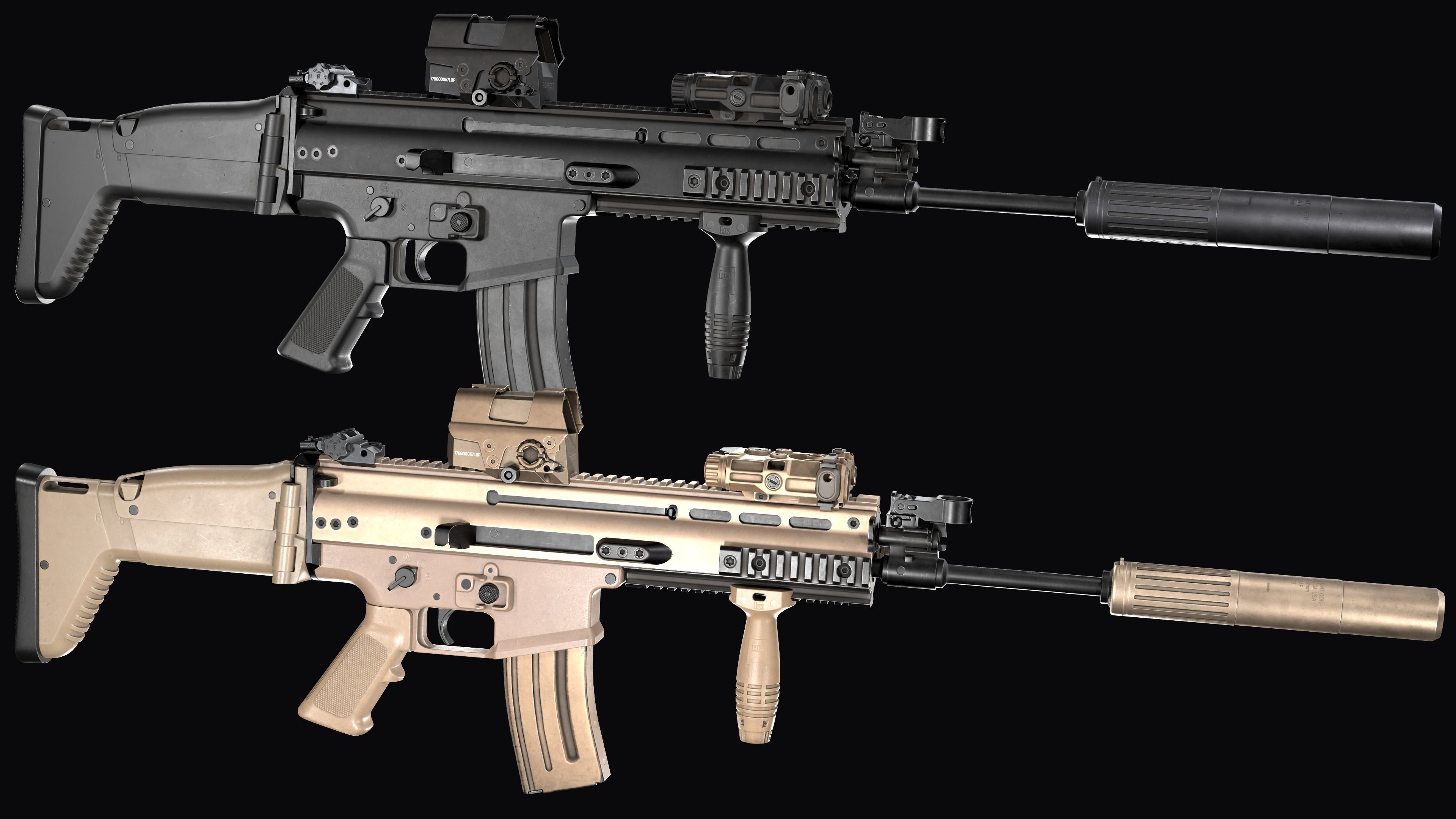 Tactical modular assault rifle FN SCAR-L mk 16 and SCAR-H mk 17 3D Model Collection_8