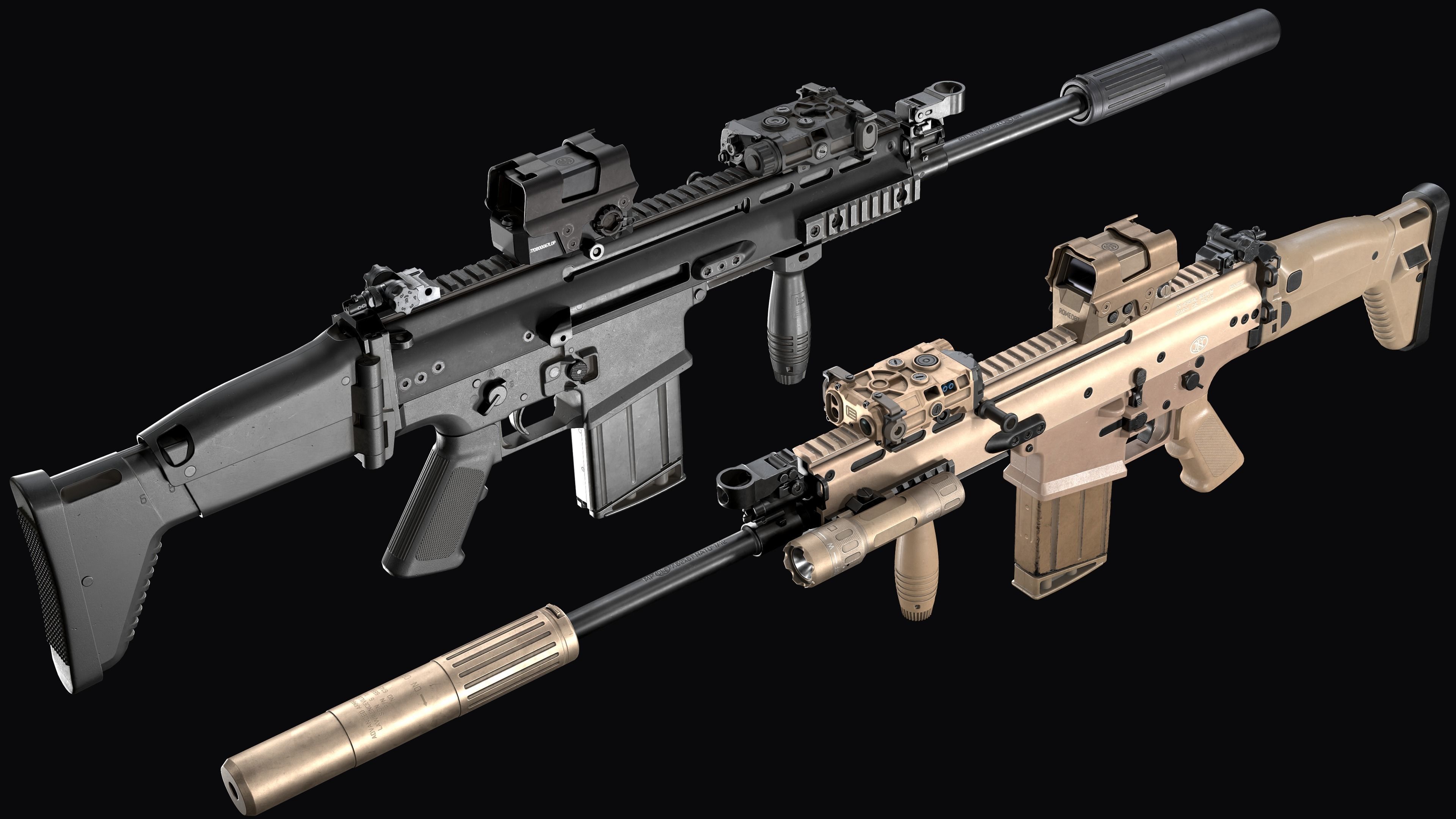 Tactical modular assault rifle FN SCAR-L mk 16 and SCAR-H mk 17 3D Model Collection_5
