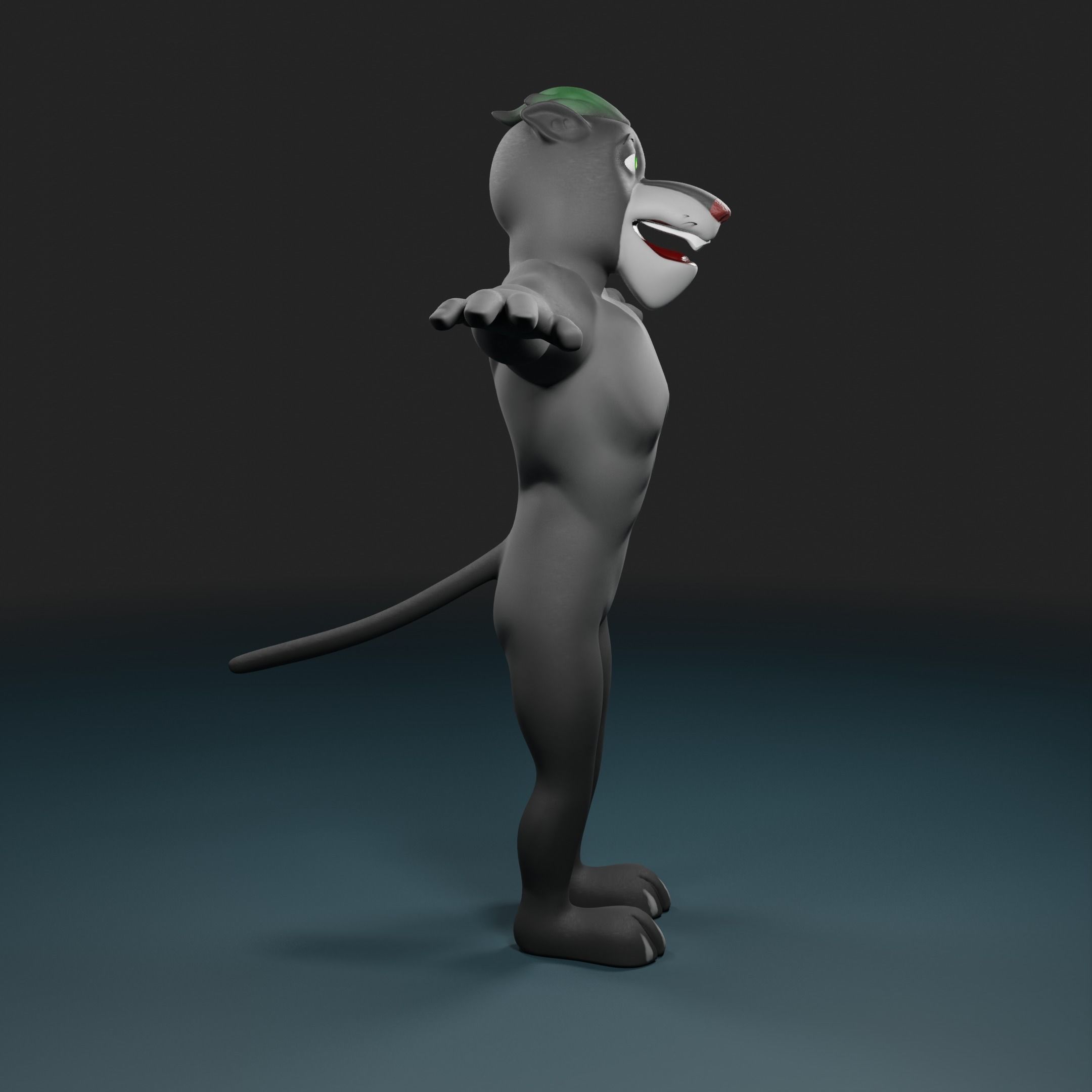 Panther humanoid character rigged Low-poly 3D model_8