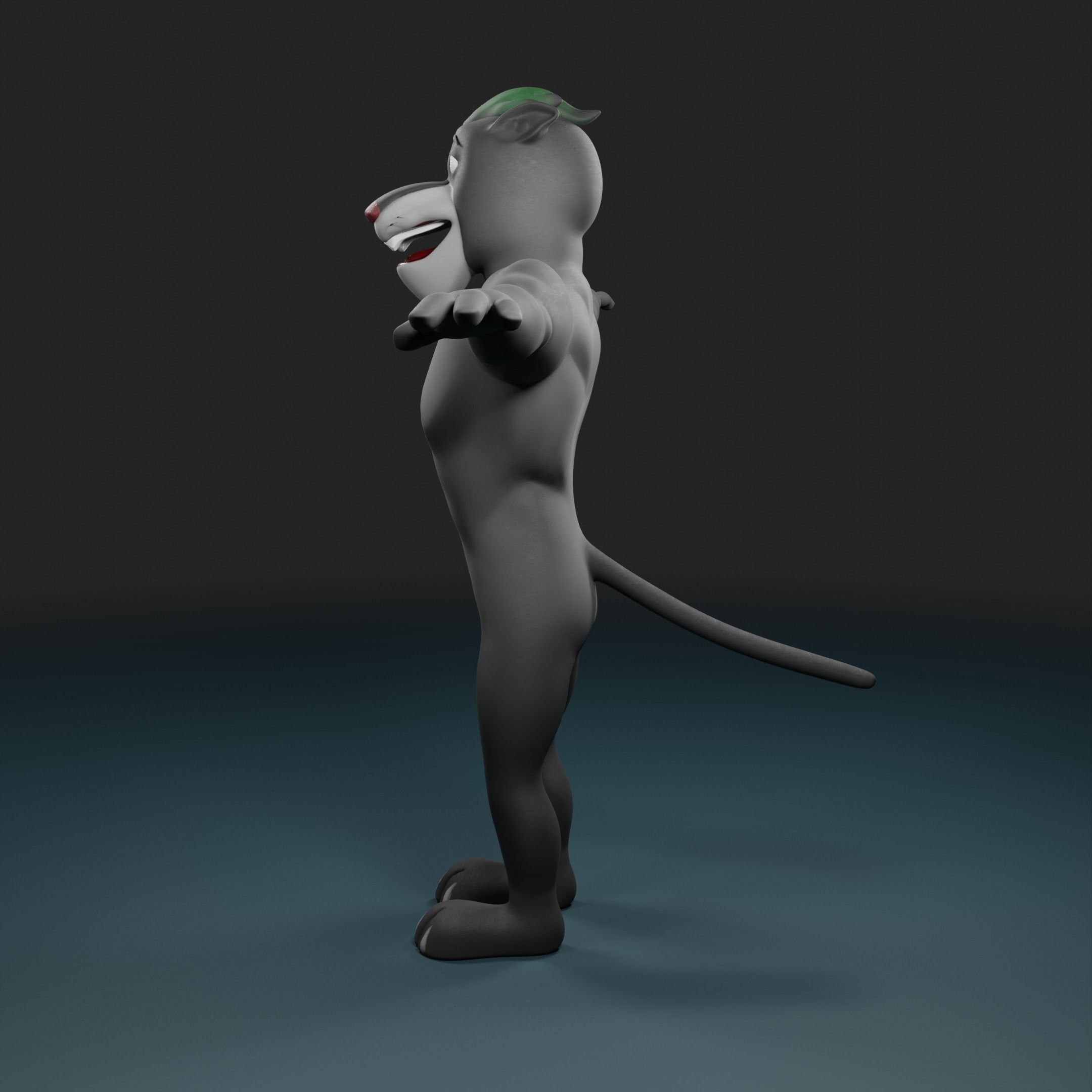 Panther humanoid character rigged Low-poly 3D model_6