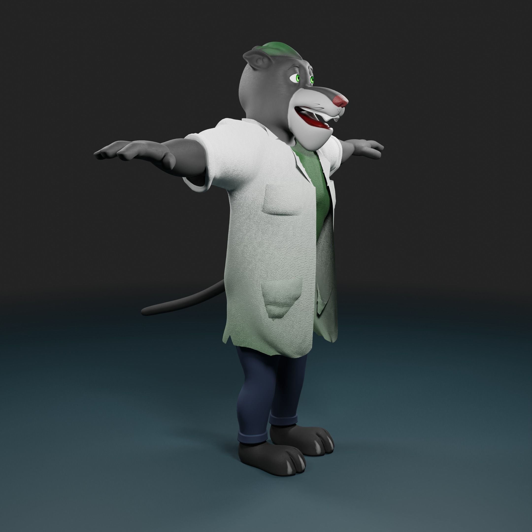 Panther humanoid character rigged Low-poly 3D model_17