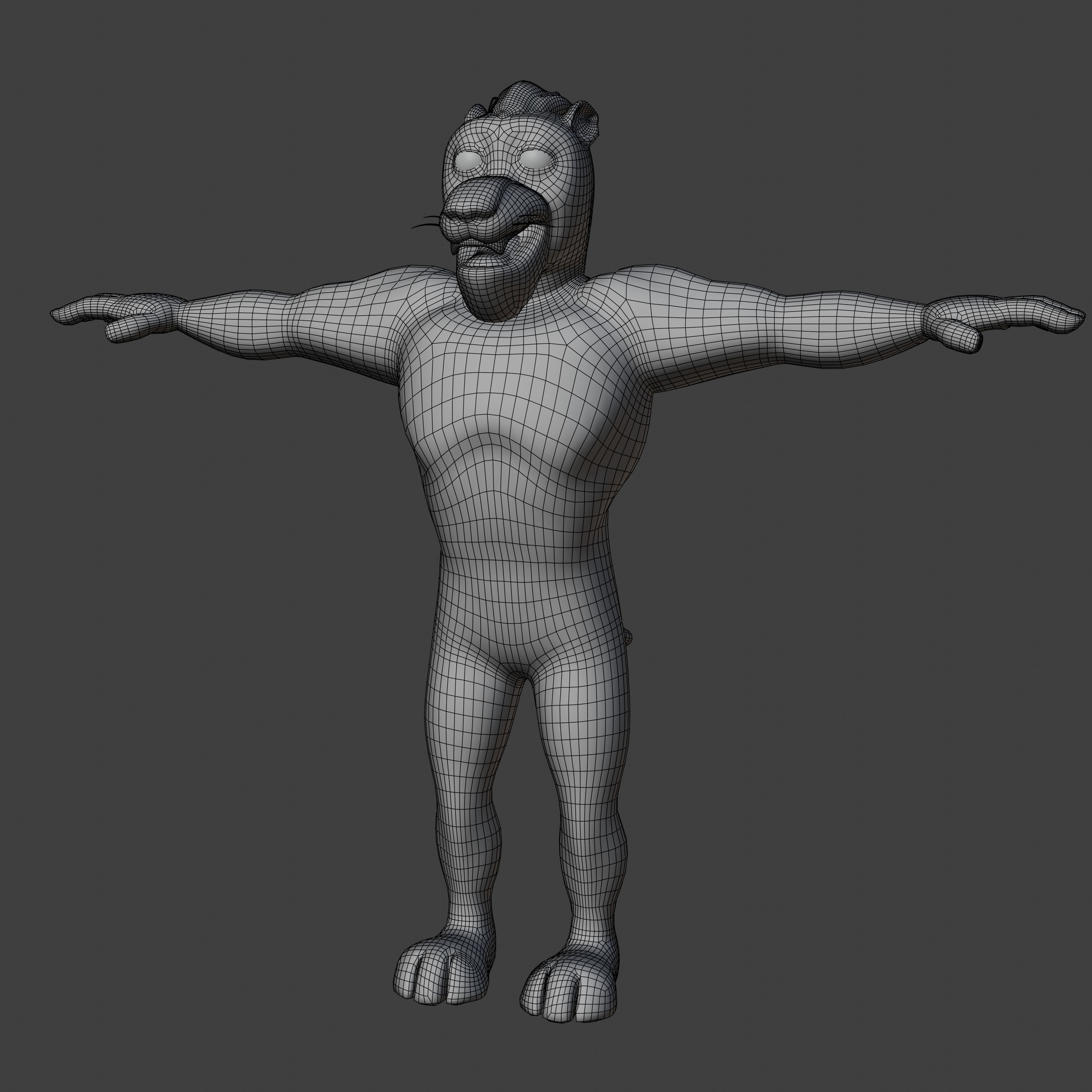 Panther humanoid character rigged Low-poly 3D model_5