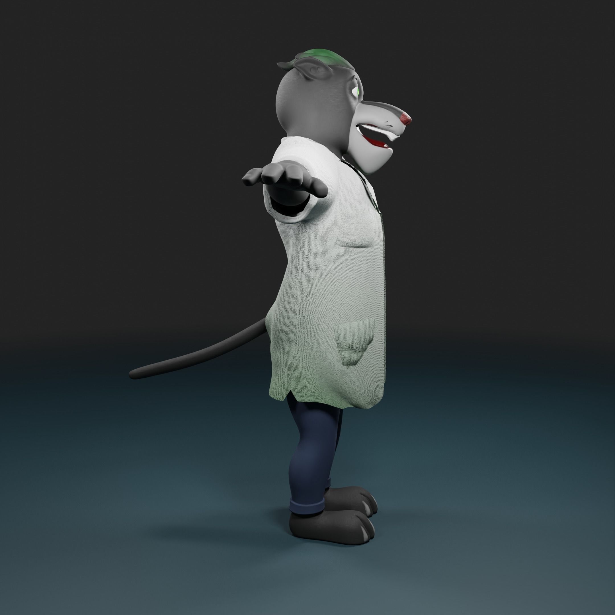 Panther humanoid character rigged Low-poly 3D model_16