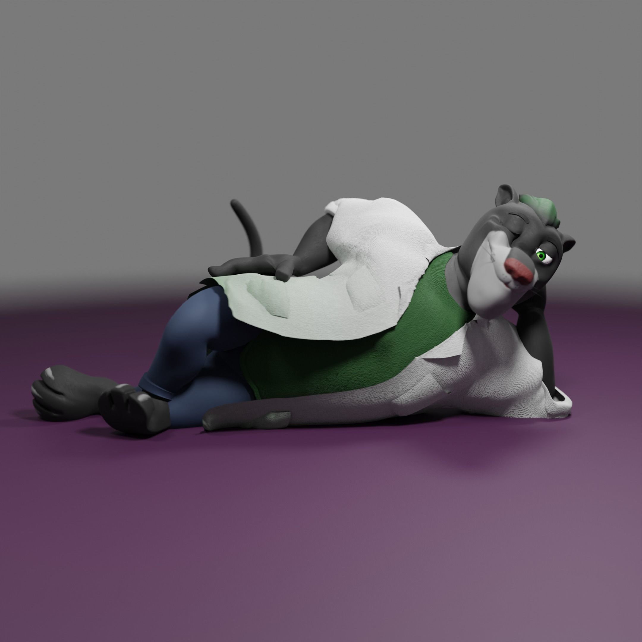 Panther humanoid character rigged Low-poly 3D model_2