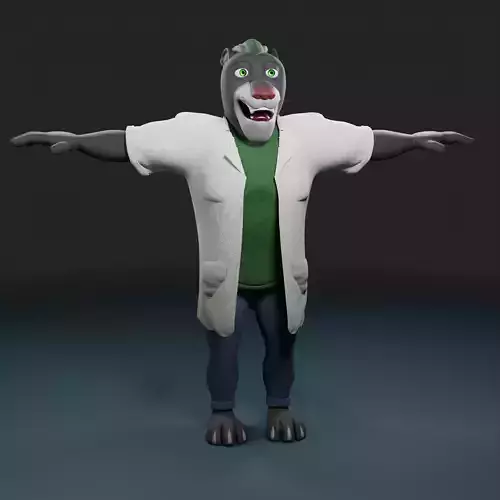 Panther humanoid character rigged