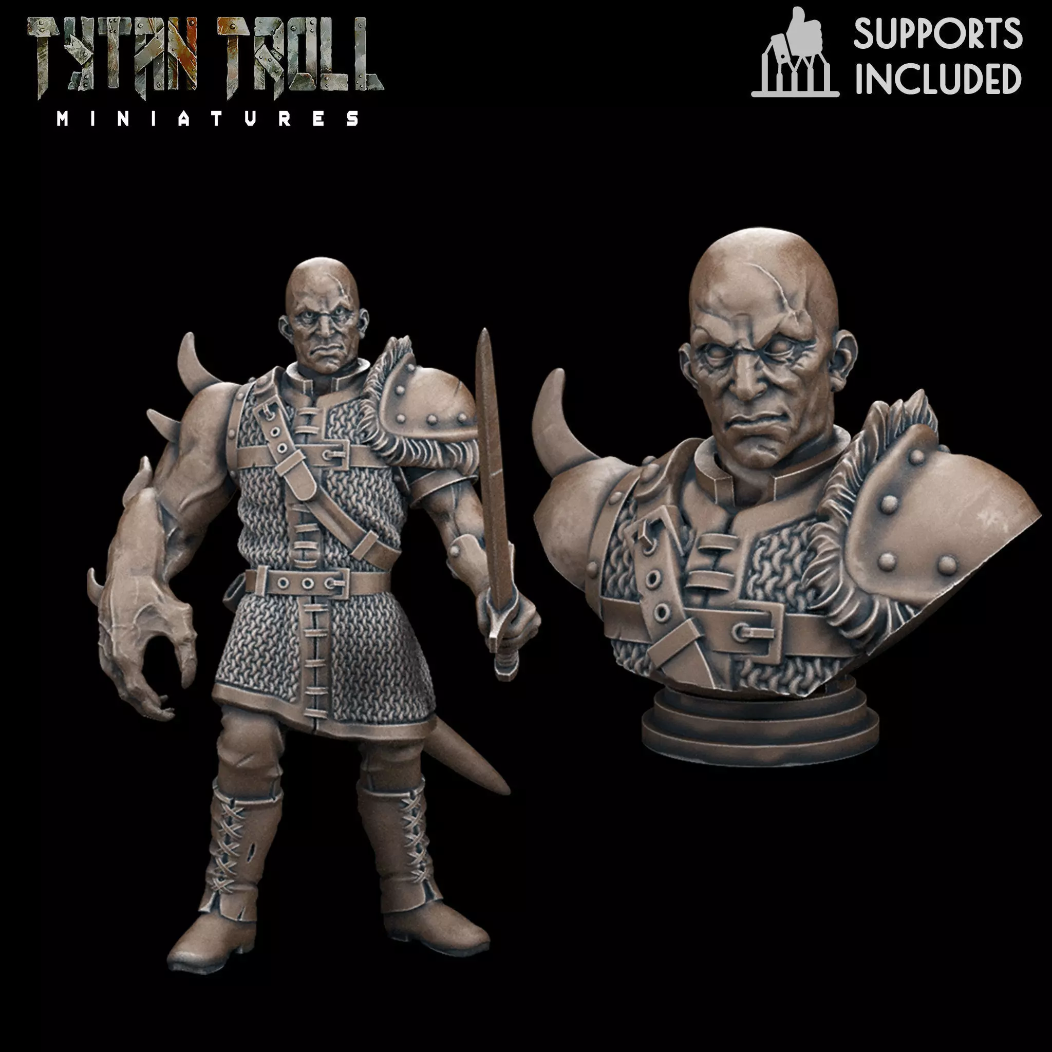 Curse of Strahd - Izek Mini Bust Combo - Pre-Supported 3D print model_0