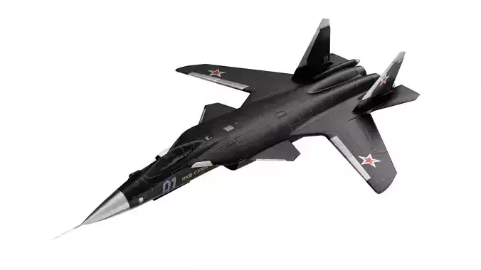 Sukhoi Su-47 Russian Strike Fighter Low-poly 3D model