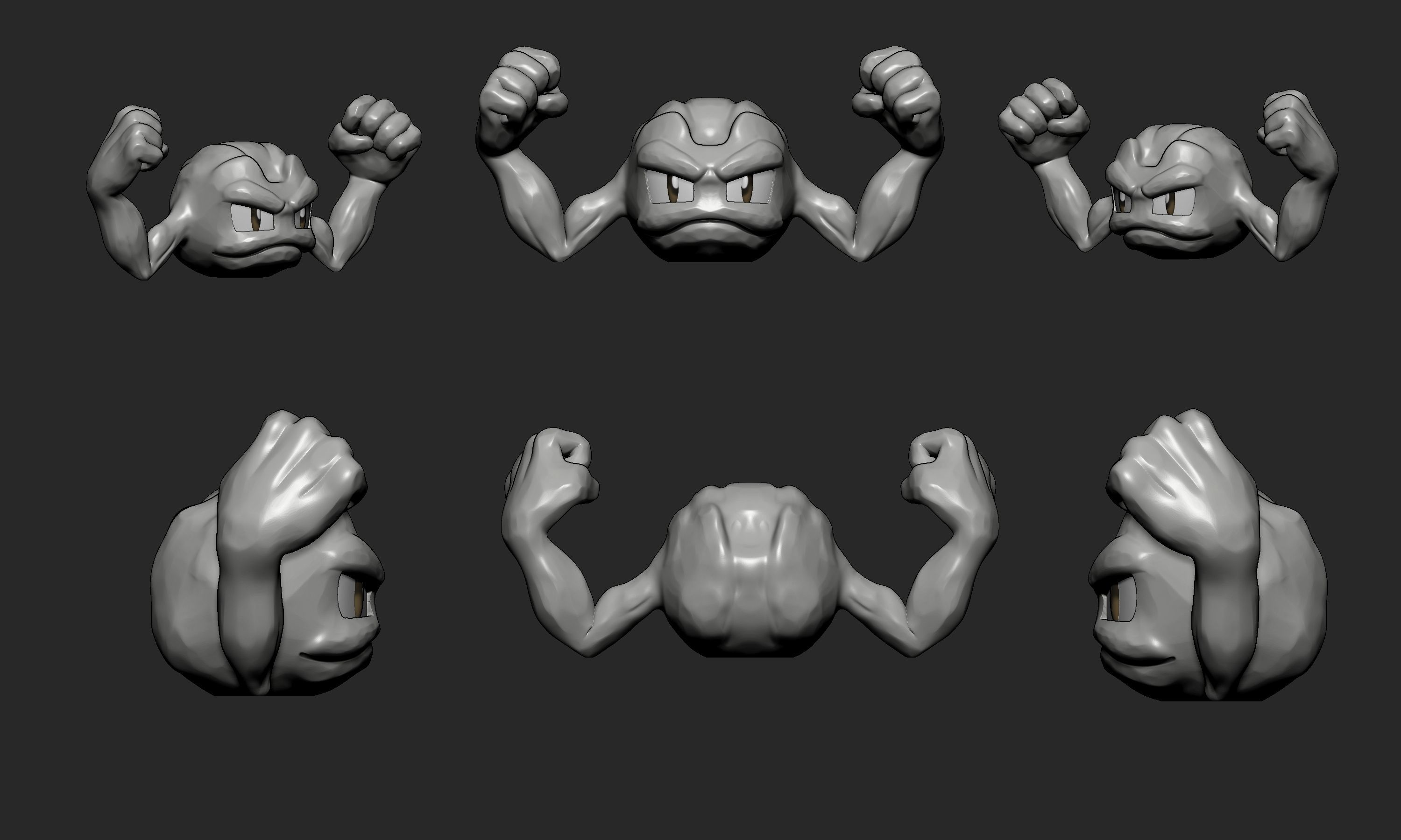Pokemon - Geodude with 2 poses 3D print model_6