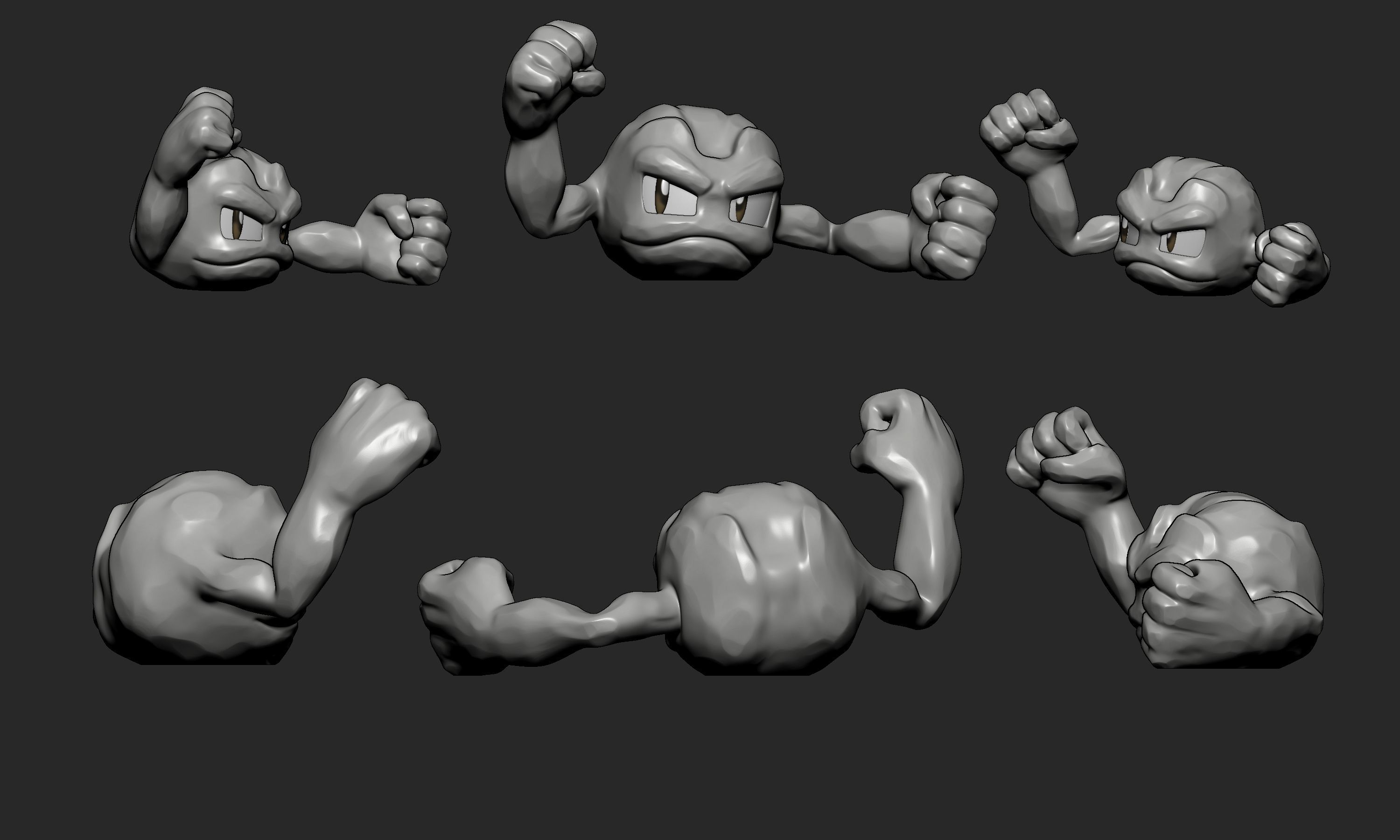 Pokemon - Geodude with 2 poses 3D print model_2