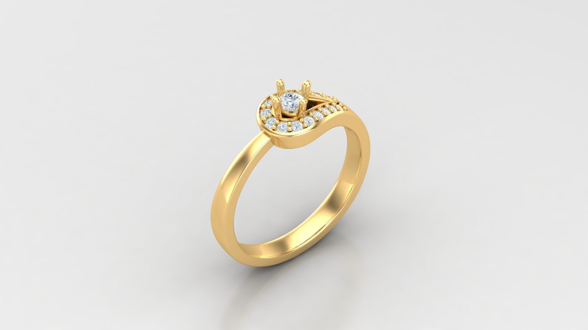 Solitaire Diamond Ring Version 3 SLT 136 3D print model_2
