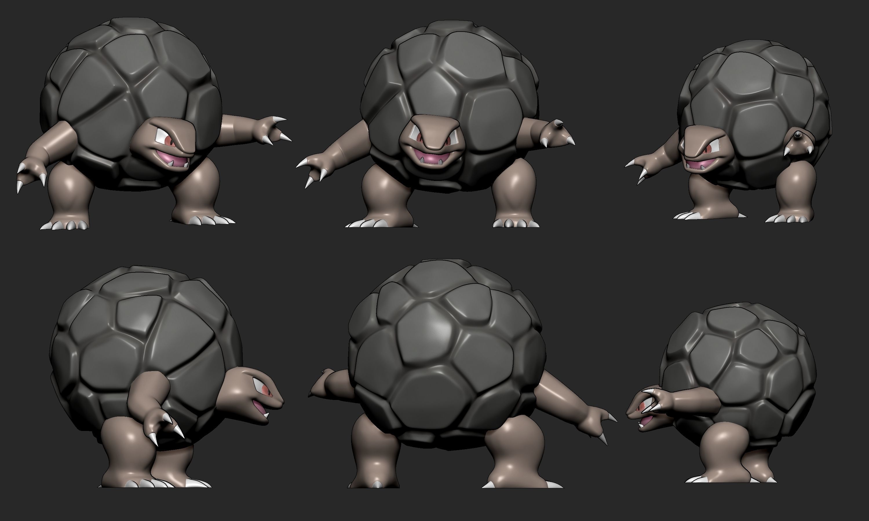 Pokemon - Geodude Graveler and Golem  with 2 poses 3D print model_14