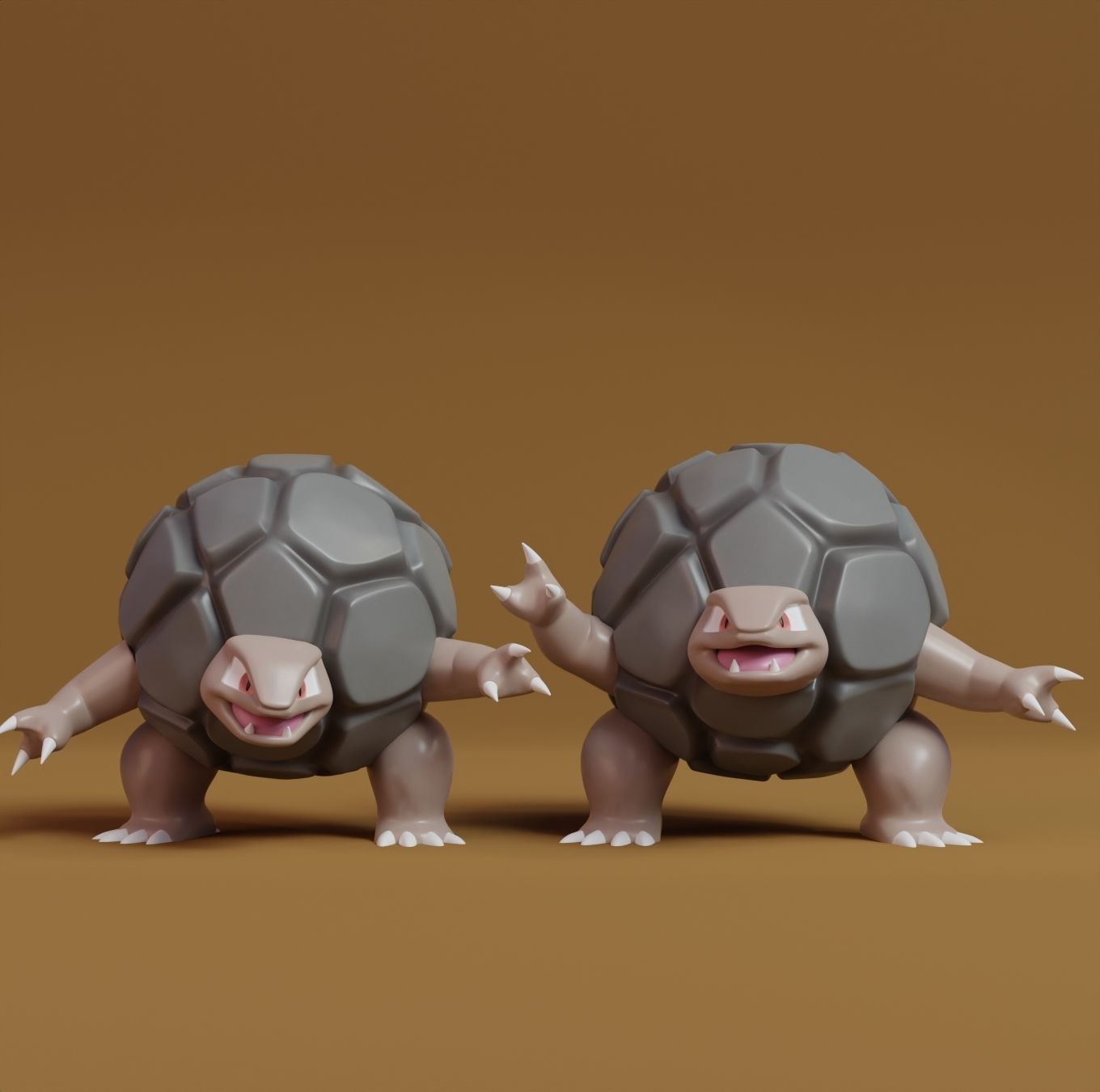 Pokemon - Geodude Graveler and Golem  with 2 poses 3D print model_11