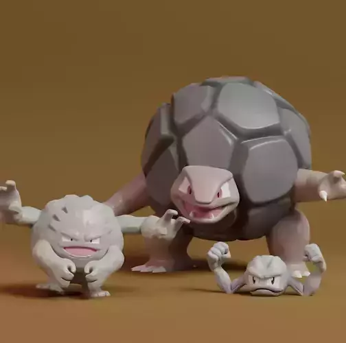 Pokemon - Geodude Graveler and Golem  with 2 poses