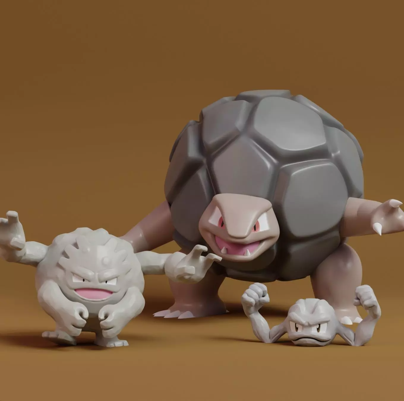 Pokemon - Geodude Graveler and Golem  with 2 poses 3D print model_0