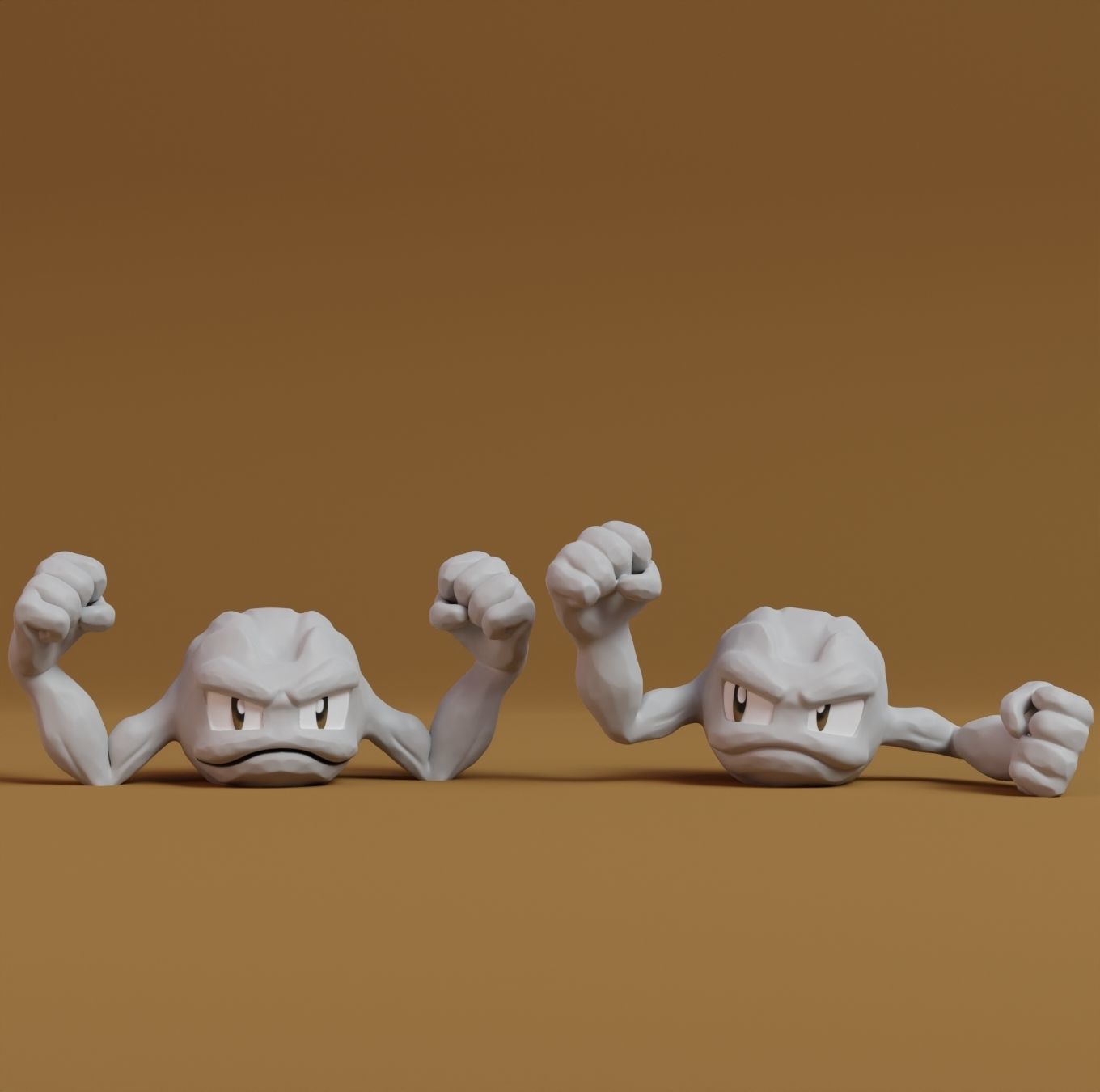 Pokemon - Geodude Graveler and Golem  with 2 poses 3D print model_1