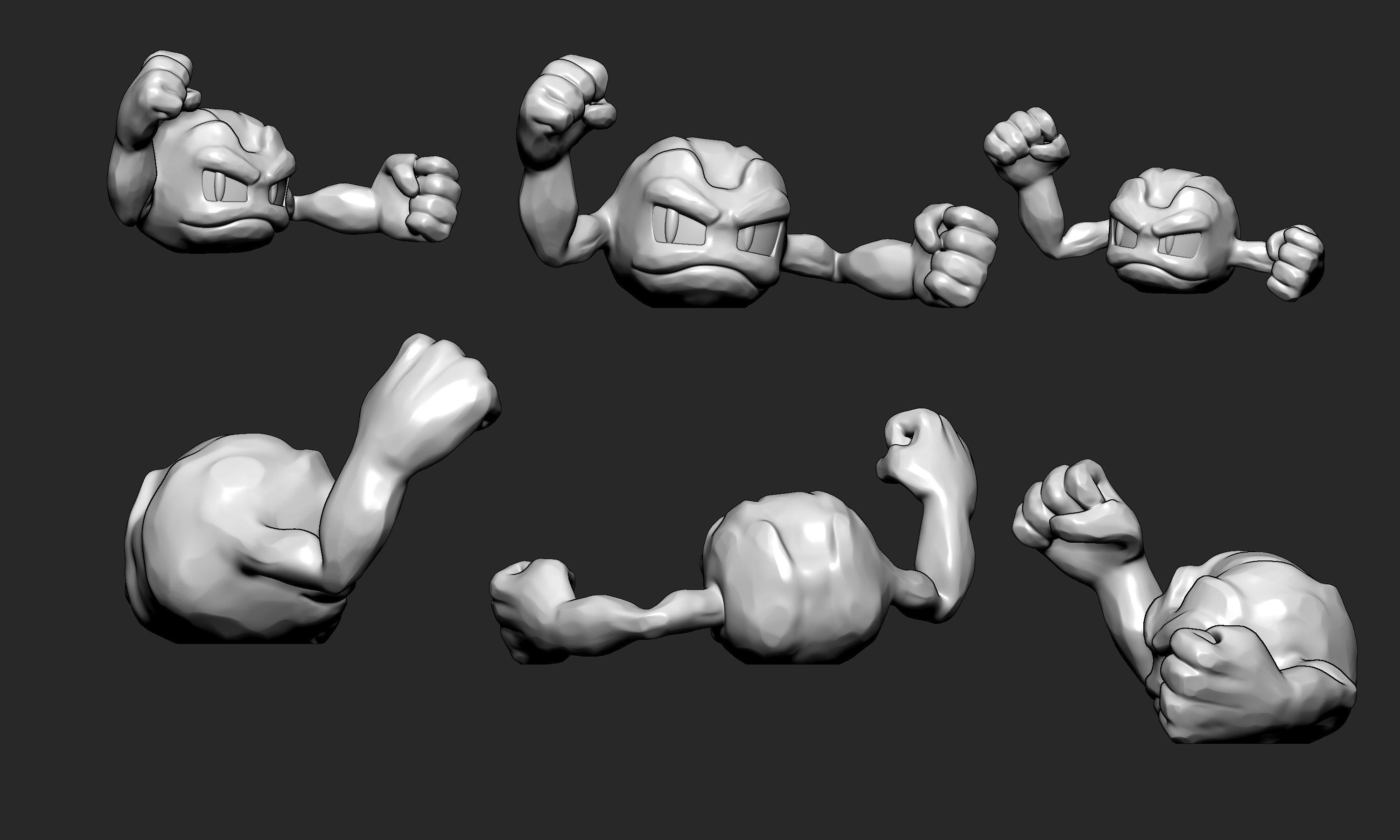 Pokemon - Geodude Graveler and Golem  with 2 poses 3D print model_3