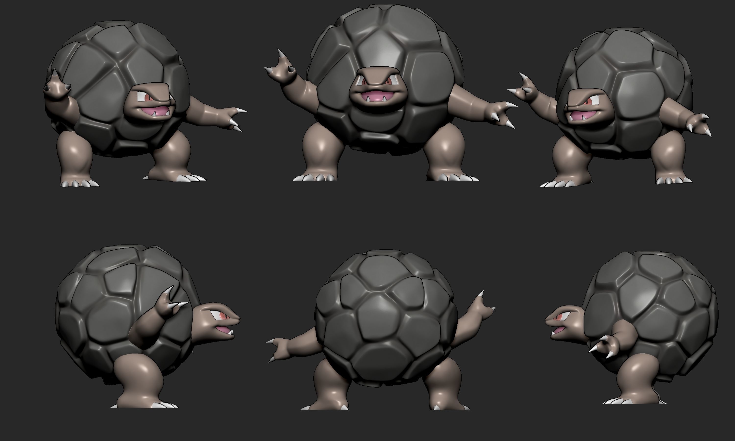 Pokemon - Geodude Graveler and Golem  with 2 poses 3D print model_13