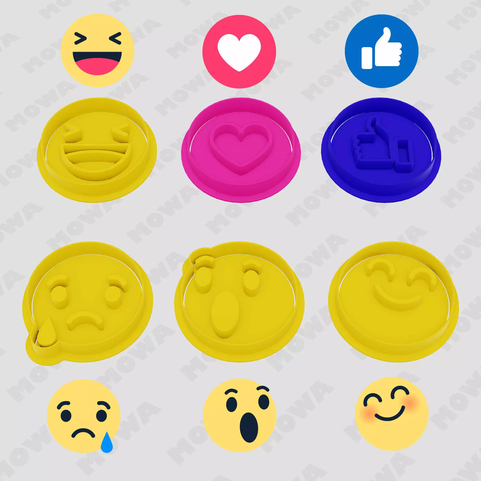 Facebook Emoji Cookie Cutters Set 6 PCS 3D print model_0