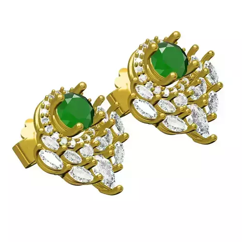 Round Halo and Pear and Marquise Cluster Earring