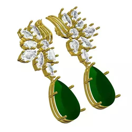 Emerald Green Pear Stone Drop Earring