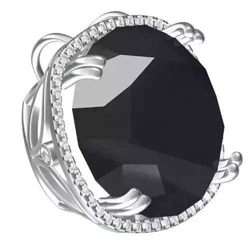 Single Black Diamond Micro Prong Setting Halo Pendant