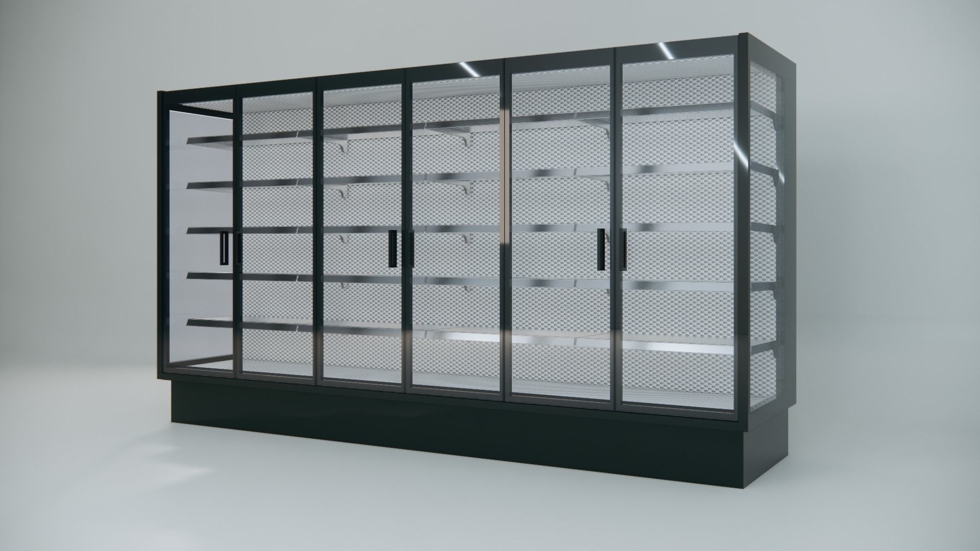 Display Supermarket Freezer Six Doors 3D model_4