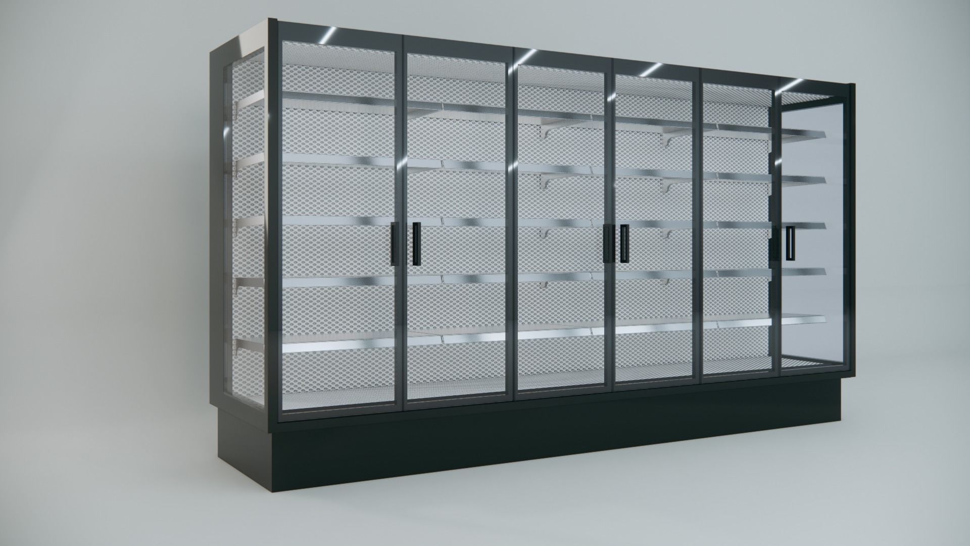 Display Supermarket Freezer Six Doors 3D model_1
