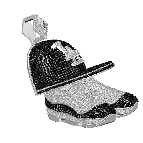 Antique Shoes and Cap Black and White Diamond Hip Hop Pendant