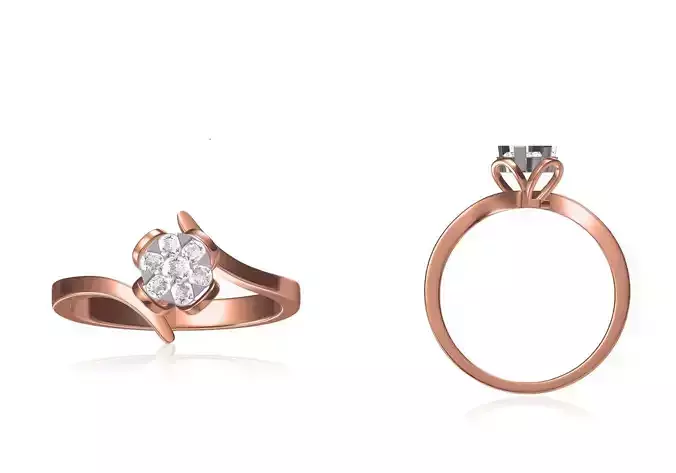 Women Wedding Engagement Ring STL OBJ FBX JCD Details