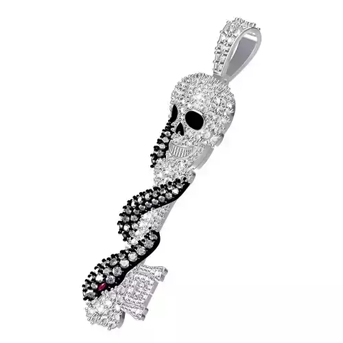 Skull with Snake Diamond Hip Hop Pendant