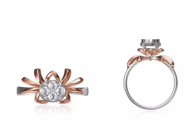 Women Wedding Engagement Ring STL OBJ FBX JCD Details