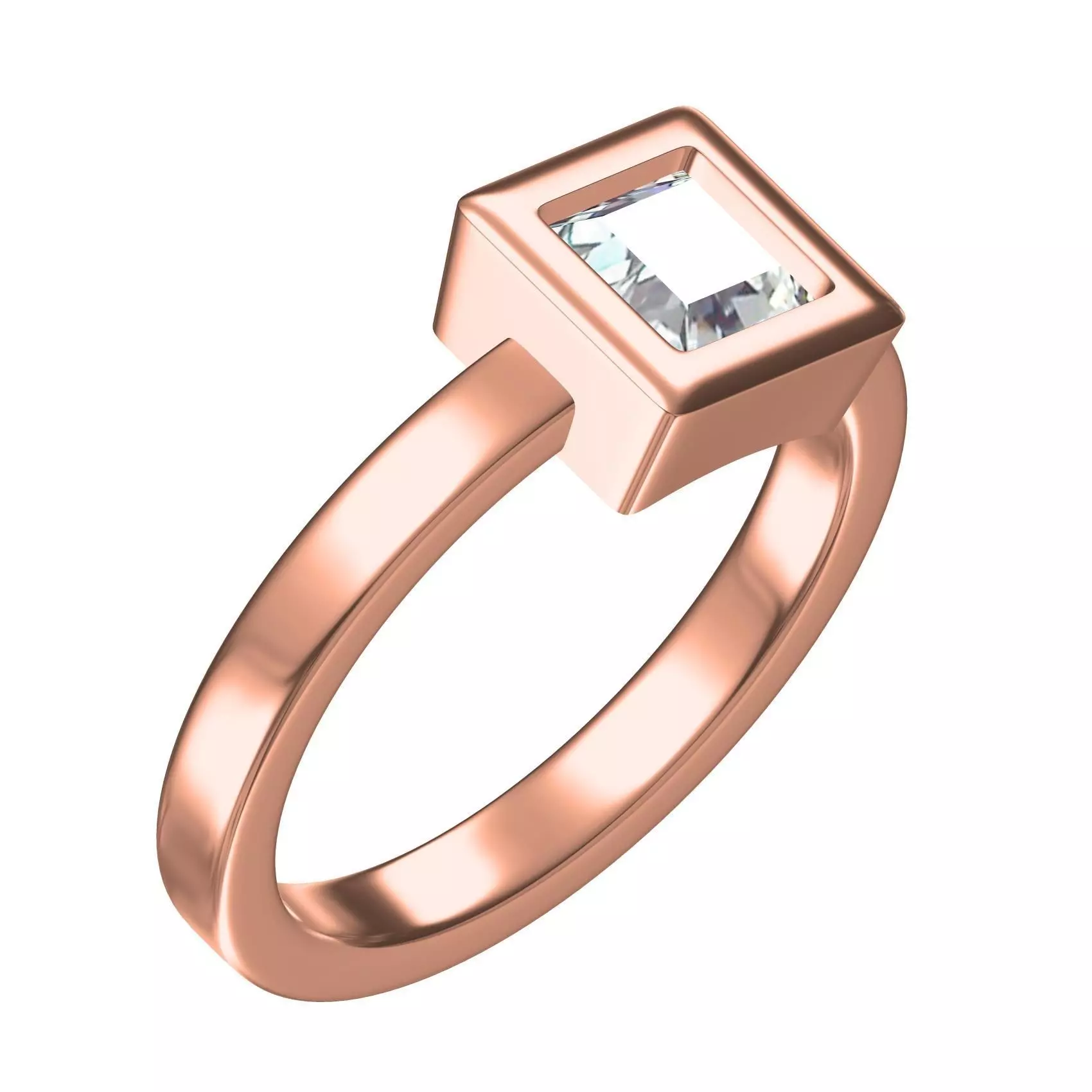 Simple Princess Diamond Solitaire Engagement Ring 3D print model