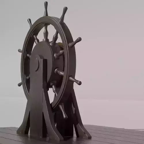 Old Ship Steering Wheel  3D model