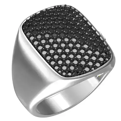 Unique Black Diamond Signet Ring for Men