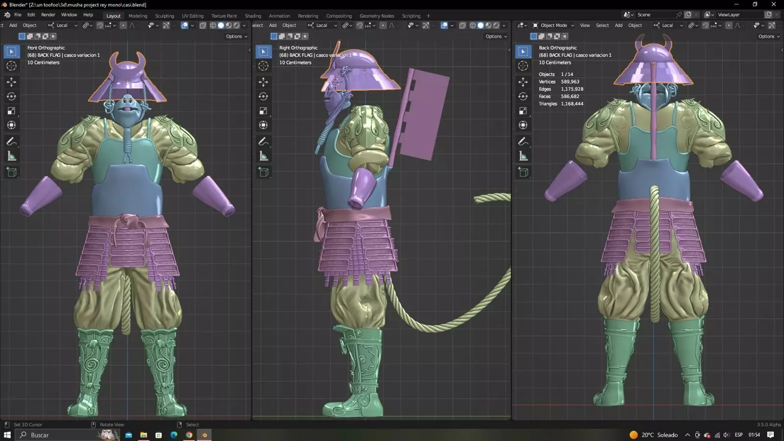 character samurai basic var 4 3D model