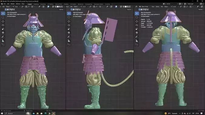 character samurai basic var 4 Free 3D model