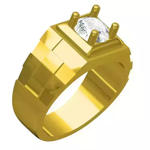 Single Round Diamond Signet Style Ring